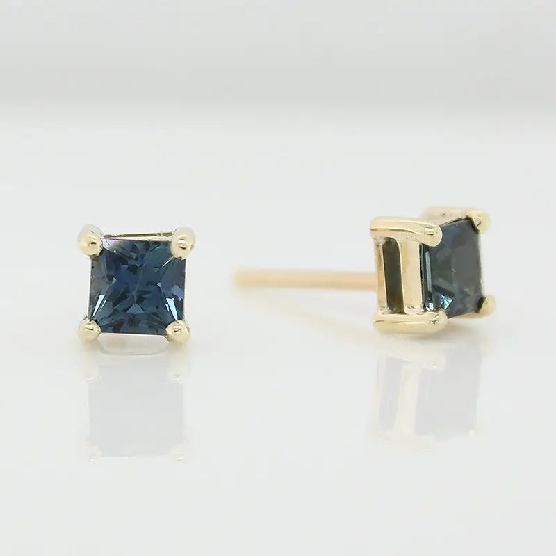 9 Carat Yellow Handmade Ceylon Sapphire Studs