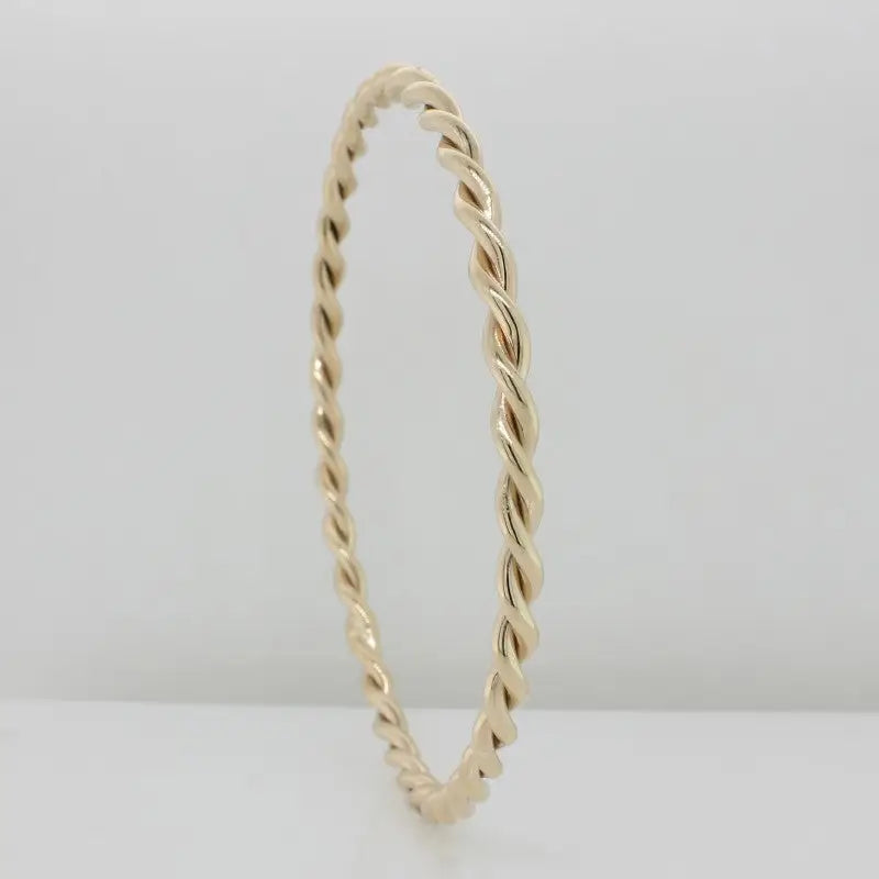 9 Carat Yellow Twist Gold Bangle 15.49 Grams Handmade Solid