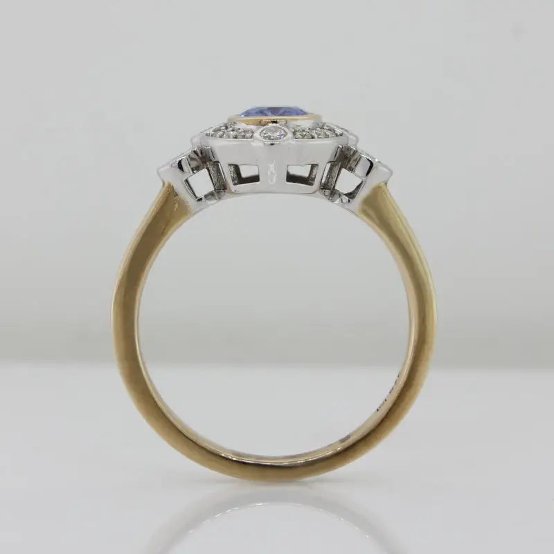 9 Carat Yellow & White Gold Ceylon Sapphire & Diamond Dress Ring