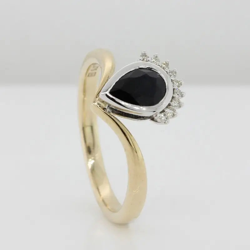 9 Carat Yellow & White Gold Sapphire & Diamond Ring