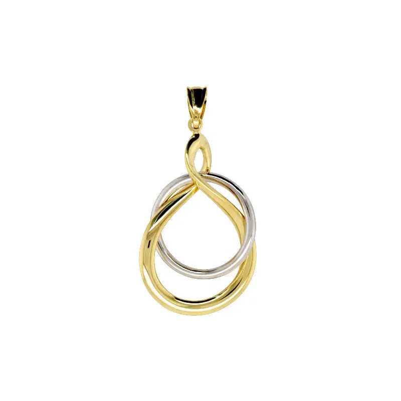 9 Carat Yellow & White Gold Silver Filled Twist Loop Pendant