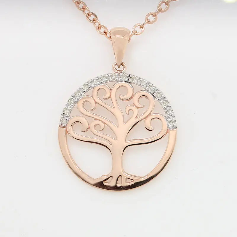 9ct Rose Gold Diamond Set Tree of Life Pendant