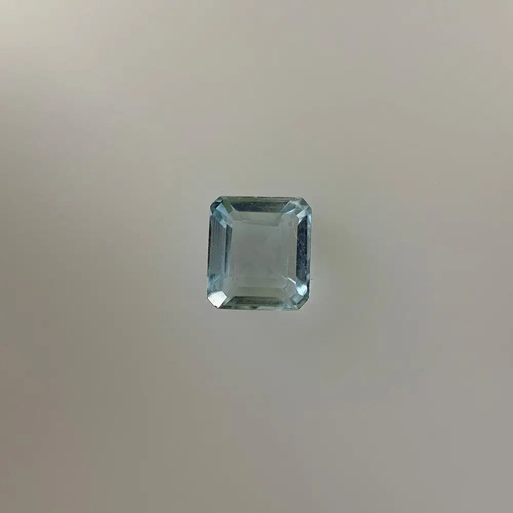 9ct White Gold Aquamarine Emerald Cut 5.1x4.5mm 0.53ct Light Blue Ring