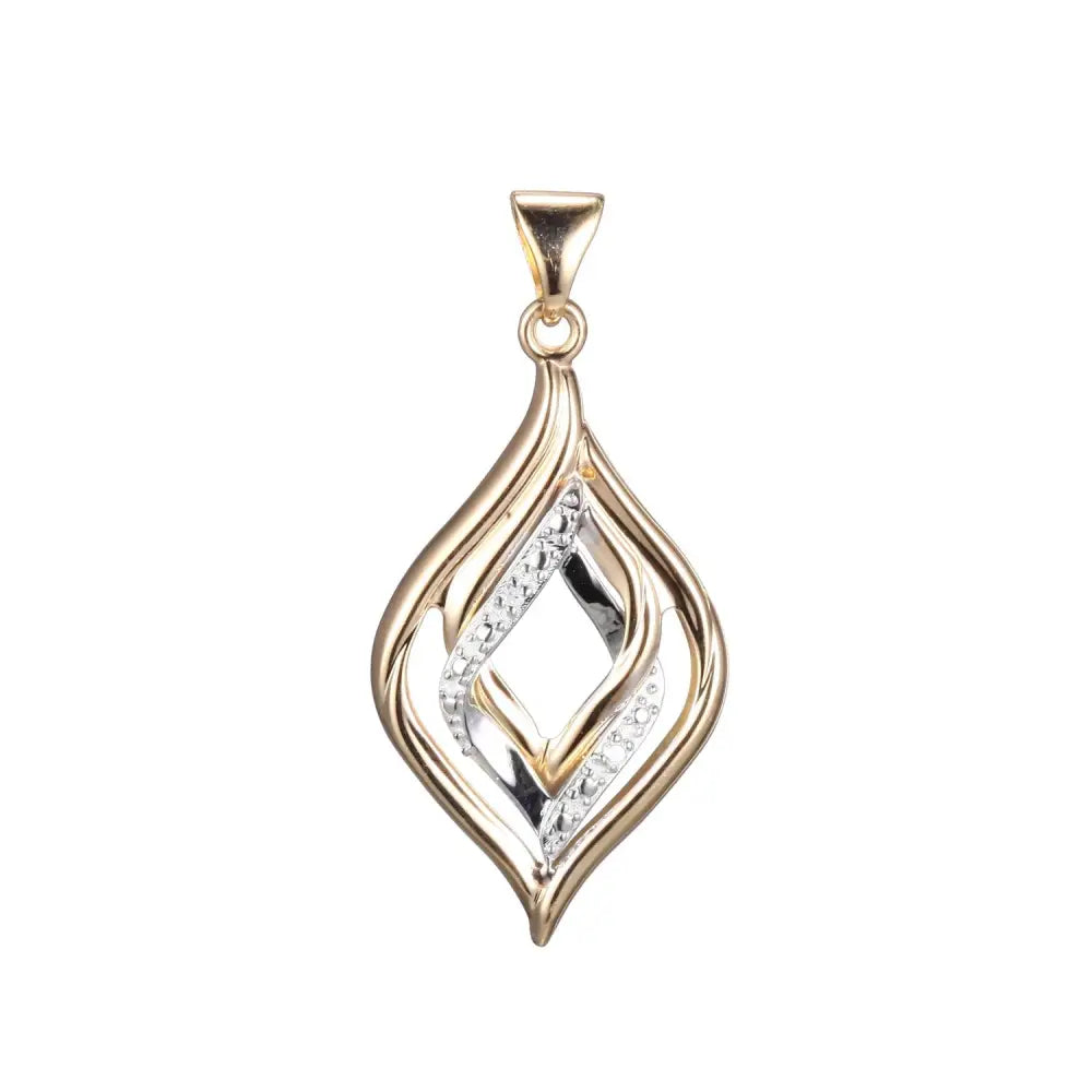 9ct Yellow and Rhodium Plated, Fancy Pear Shape Diamond Pendant Total Diamond Weight 0.01CT