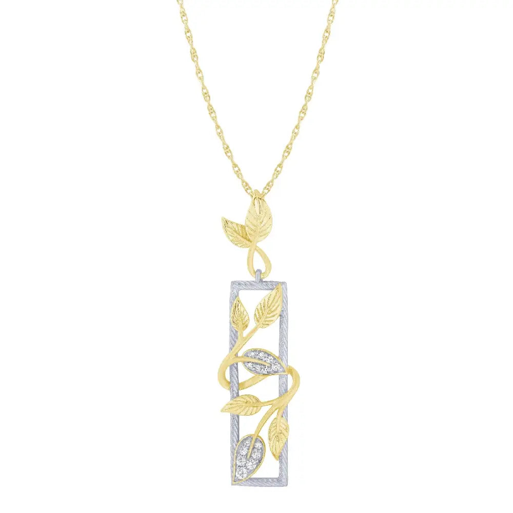 9ct Yellow Gold (Rhodium plated) Diamond Gold Pendant