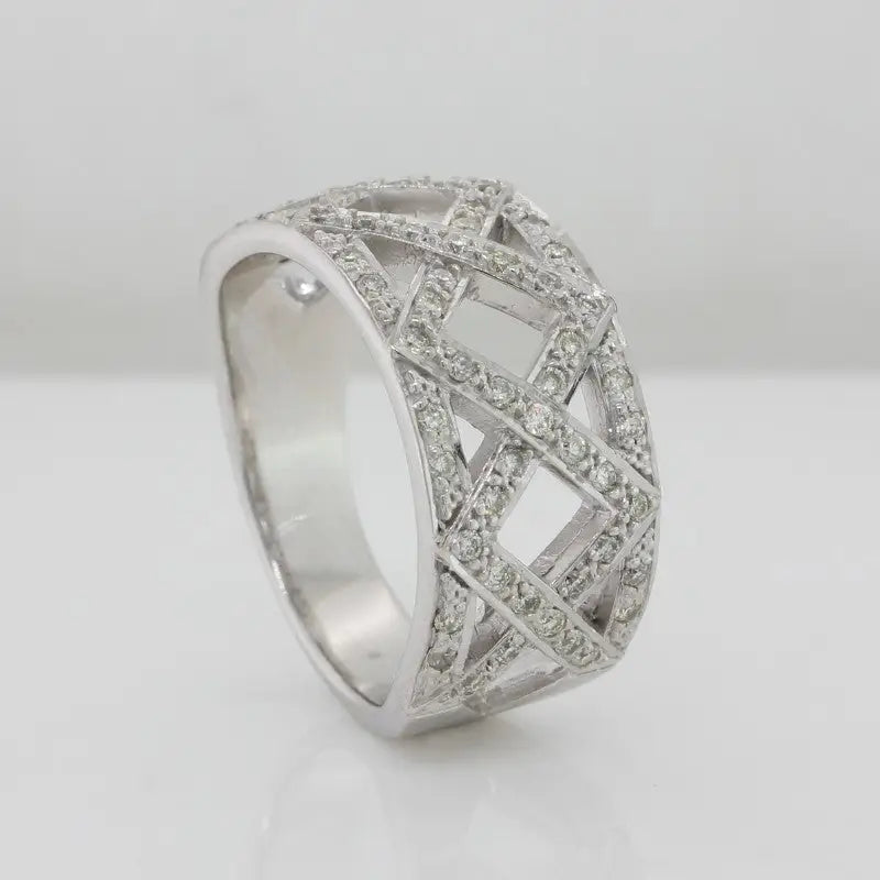 9W Diamond Open Weave Dress Ring