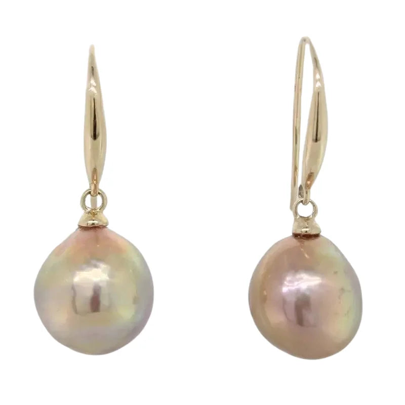 9Y Golden Keshi Pearl Drop Earrings SEASPRAY VALUATIONS &