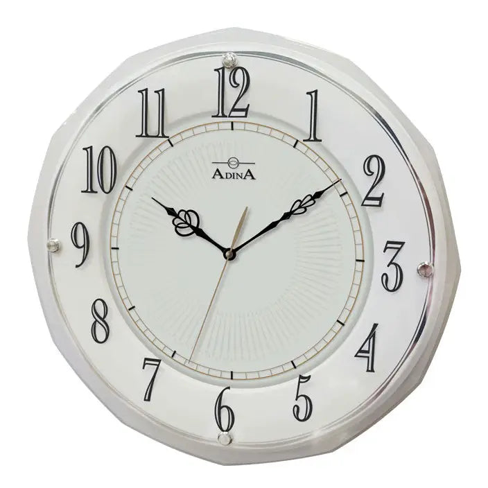Adina White Dial Wall Clock Black Stylised Arabic Numbers