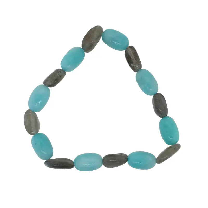 Amazonite and Labradorite Elastic Bracelet - 8 x 12mm/7mm Amazonite + 8 x 13mm/7mm Labradorite