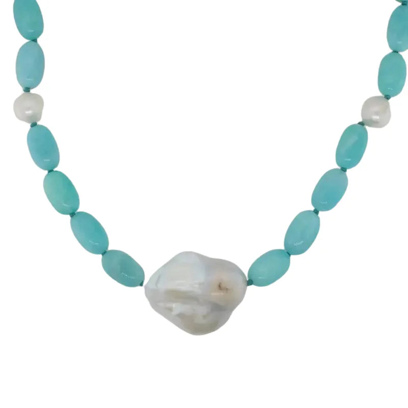 Amazonite South Sea Pearls & Baroque Freshwater Pearl 50cm