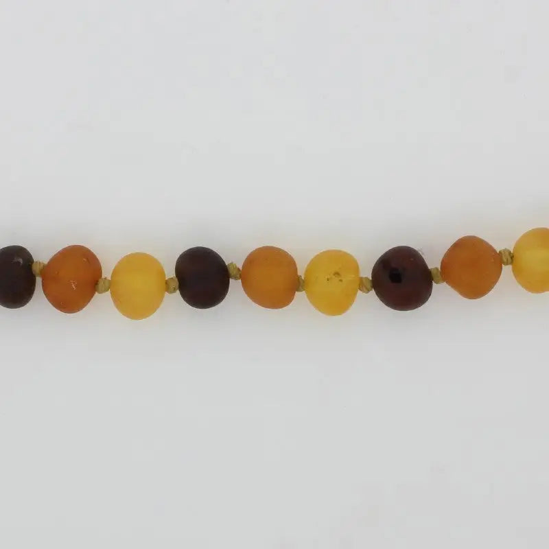 Amber Multi Colour Mat Amber Bead Necklet 42cm Deep Yellow Red Orange Knotted Strand