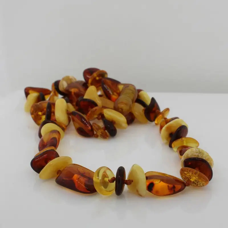 Amber Multi Coloured Bead Necklet 25cm
