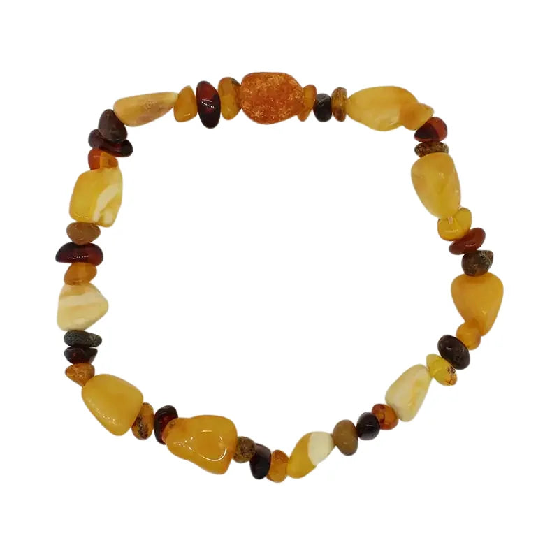 Baltic Amber Tumbled Shapes Bracelet on Stretch Material