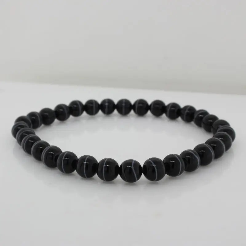 Banded Onyx Elastic Bracelet