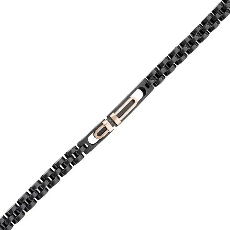 Black IP and Rose Plated Stainless Steel ID Bracelet