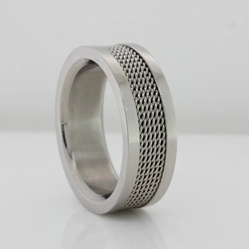 Blaze Stainless Steel chain-mesh look ring T