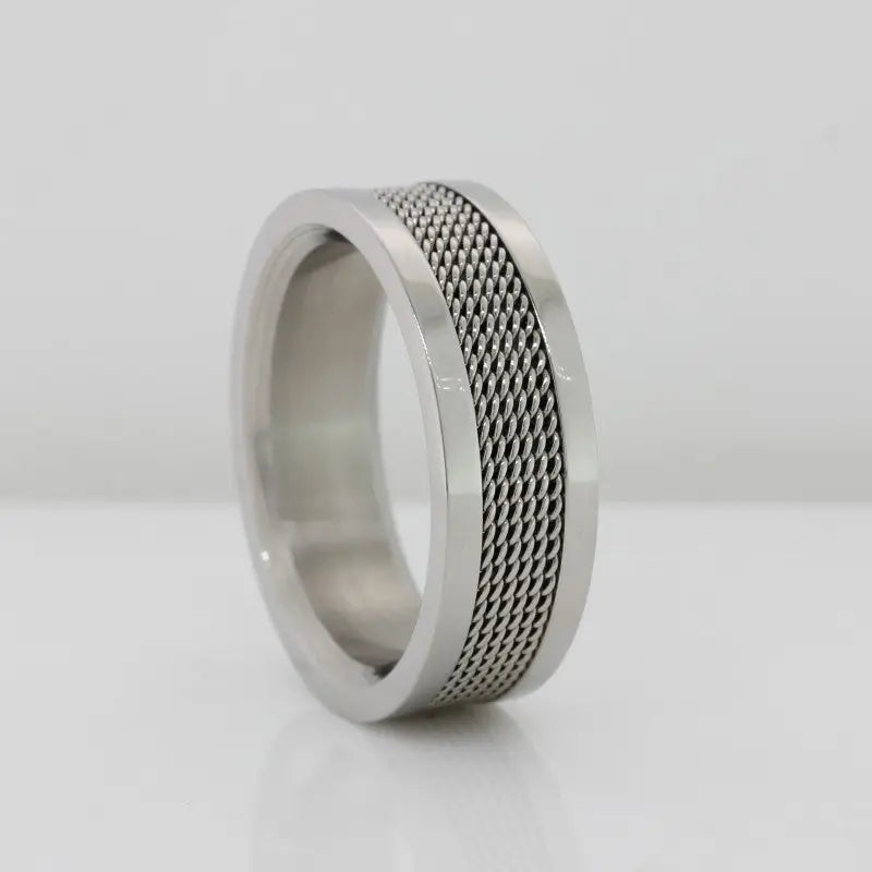 Blaze Stainless Steel chain-mesh look ring W