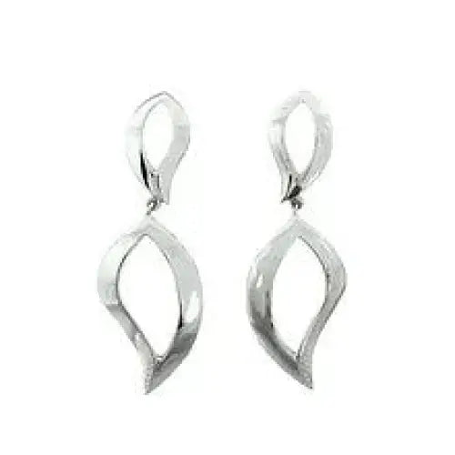 Breuning Sterling Silver Rhodium Plated Double Leaf Stud