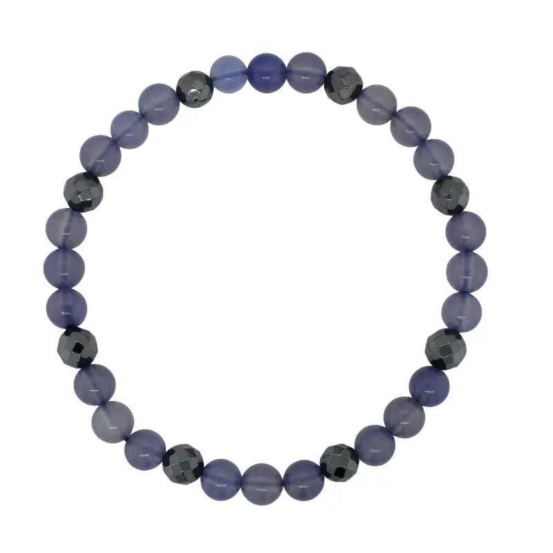 Chalcedony and Hematite Elastic Bracelet  - 19cm