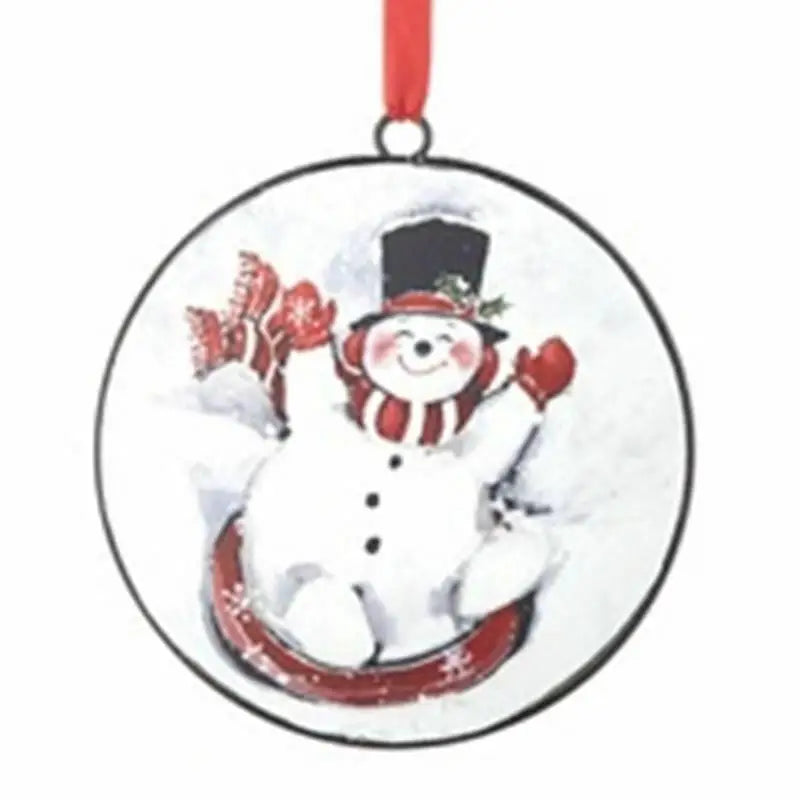 Christmas Snowman Disc Ornament, 15cm