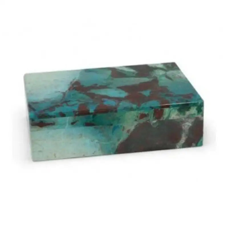 Chrysocolla Hinged Lined Gembox Rectangle 150mm x 100mm x 45mm 