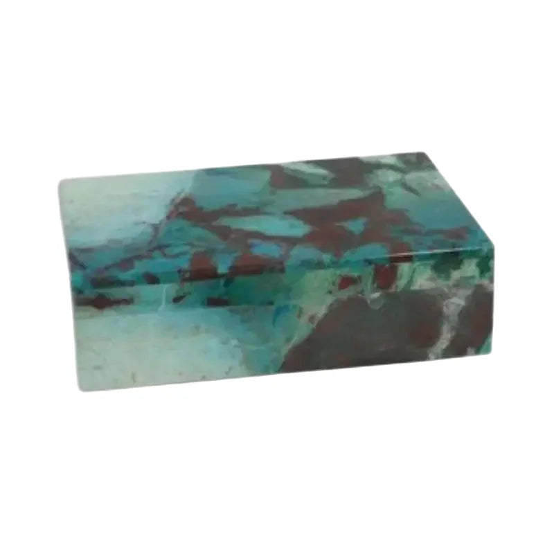 Chrysocolla Hinged Lined Gembox Rectangle 150mm x 100mm x