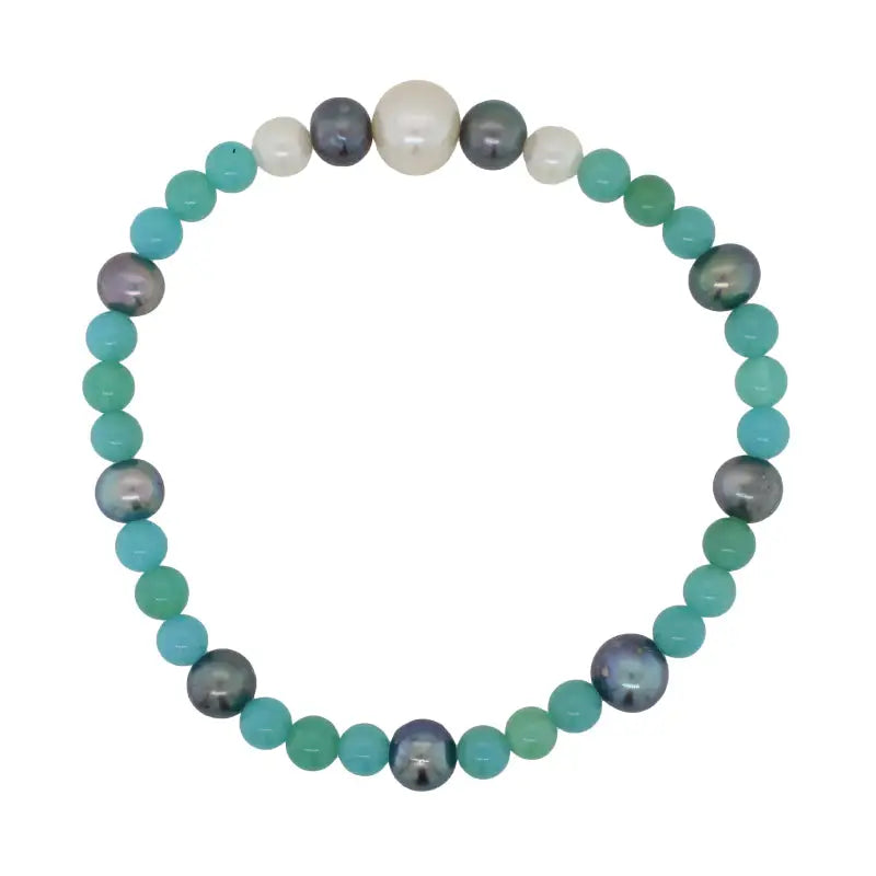 Chrysoprase and Pearl Elastic Bracelet 