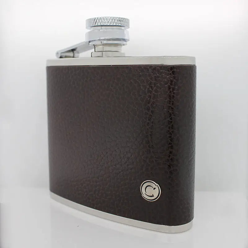 Cudworth 4oz Brown Leather Stainless Steel Flask