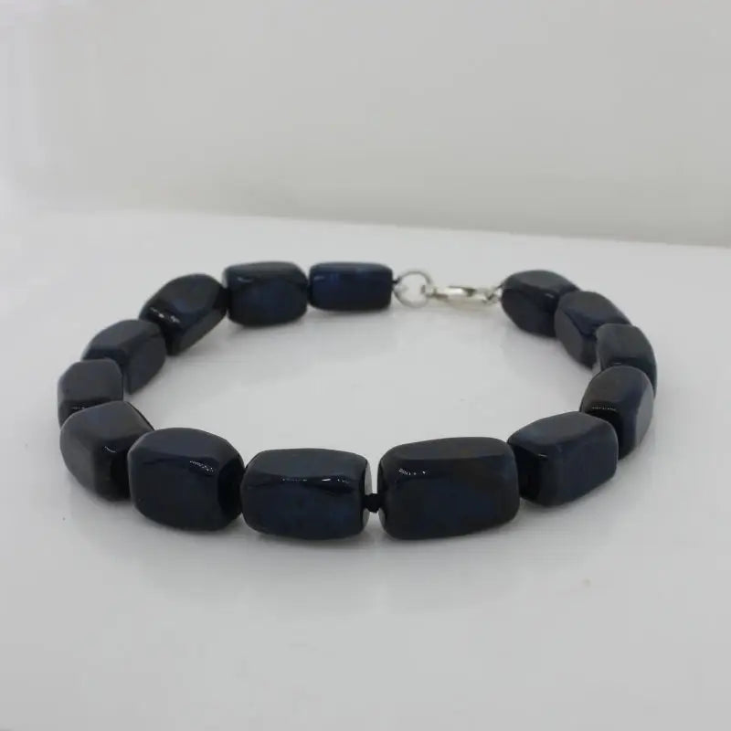 Dark Baroque Lapis Bracelet with Sterling Silver Parrot Clasp