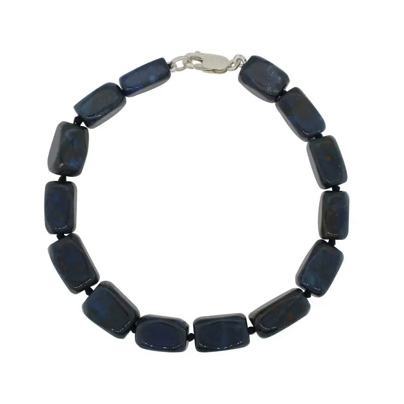 Dark Baroque Lapis Bracelet with Sterling Silver Parrot Clasp