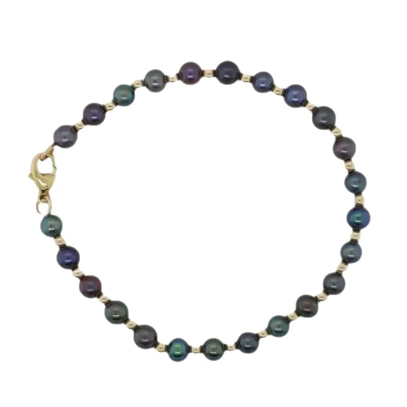 Dyed Freshwater Pearl 5.00mm to 5.5mm Bracelet - 14ct