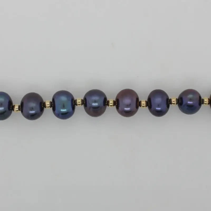 Dyed Freshwater Pearl 8.00mm to 8.50mm 45cm Necklace - 14ct