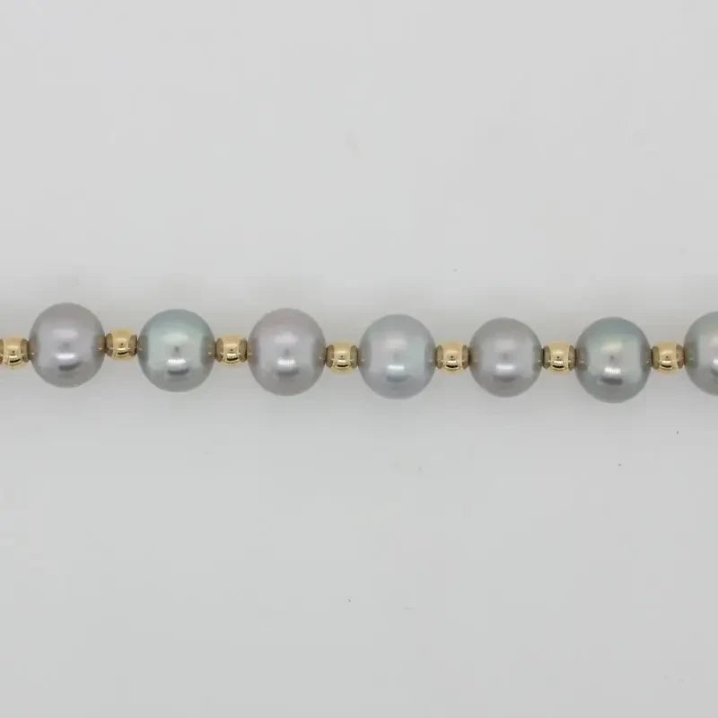 Dyed Silver Grey Freshwater Pearl 7.00mm to 7.50mm 50cm