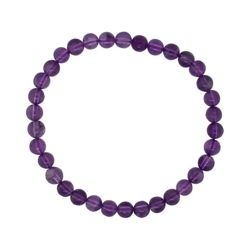 Elastic Amethyst Bracelet  - 34 x 6mm Round Beads