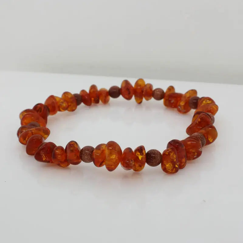 Elastic Goldstone and Amber Bracelet