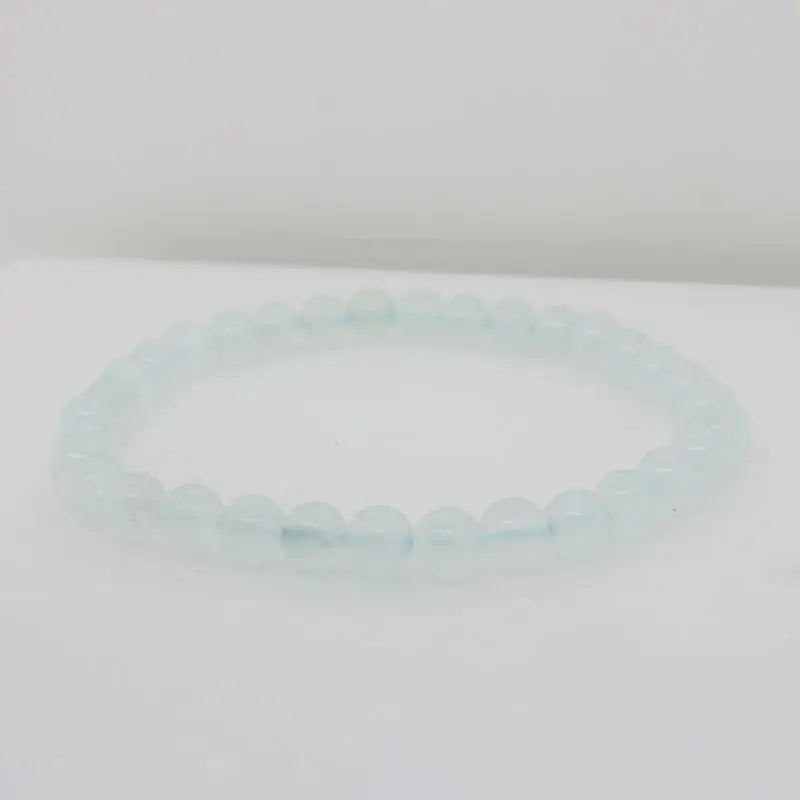 Elastic Prehnite Bracelet  - 33 x 6mm Round Beads