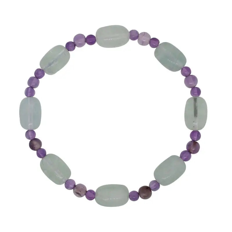 Fluorite and Amethyst Elastic Bracelet