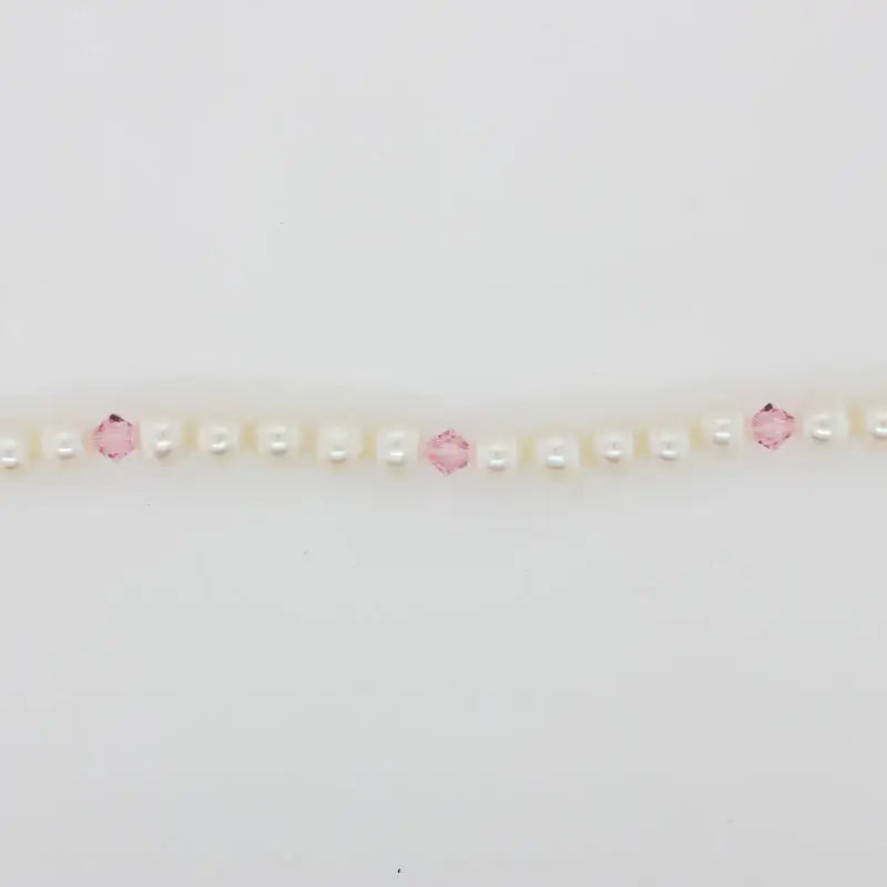 Freshwater 5.5mm Pearl 36cm Necklet with Pink Crystal