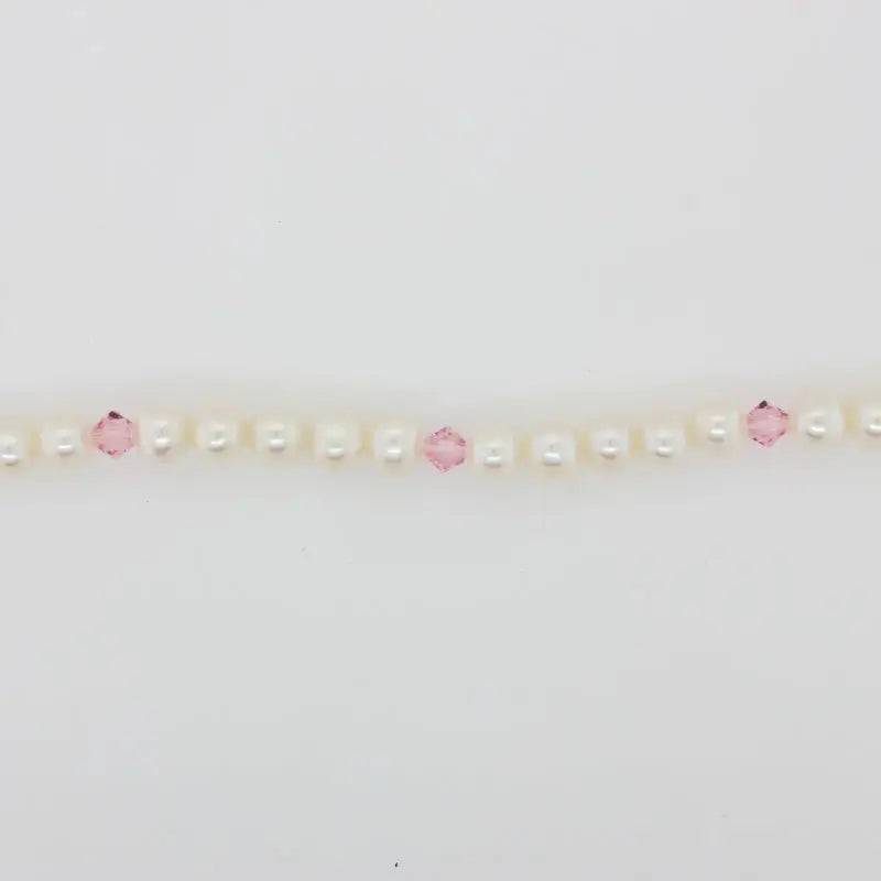 Freshwater 5.5mm Pearl 36cm Necklet with Pink Crystal Spacers with 5cm extender