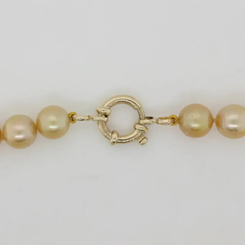 Gold South Sea Pearl 9mm to 10.5mm Necklet, 42cm with 9 Carat Yellow Gold 13mm Euro Bolt Ring Clasp