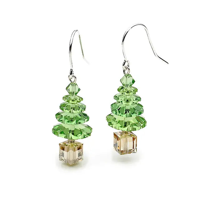 Green Swarovski Crystal Elements Christmas Tree SS Earrings