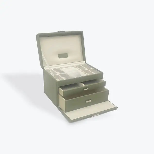 Large Jewellery Box Olive Green Seaspray Valuations & Fine
