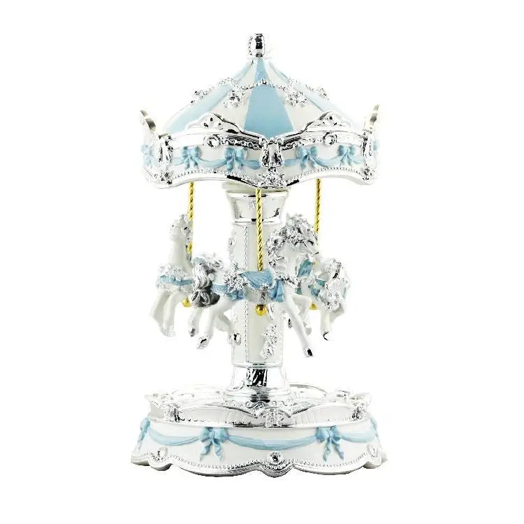 Musical Carousel - Blue Silver & White with Hoses & Bows