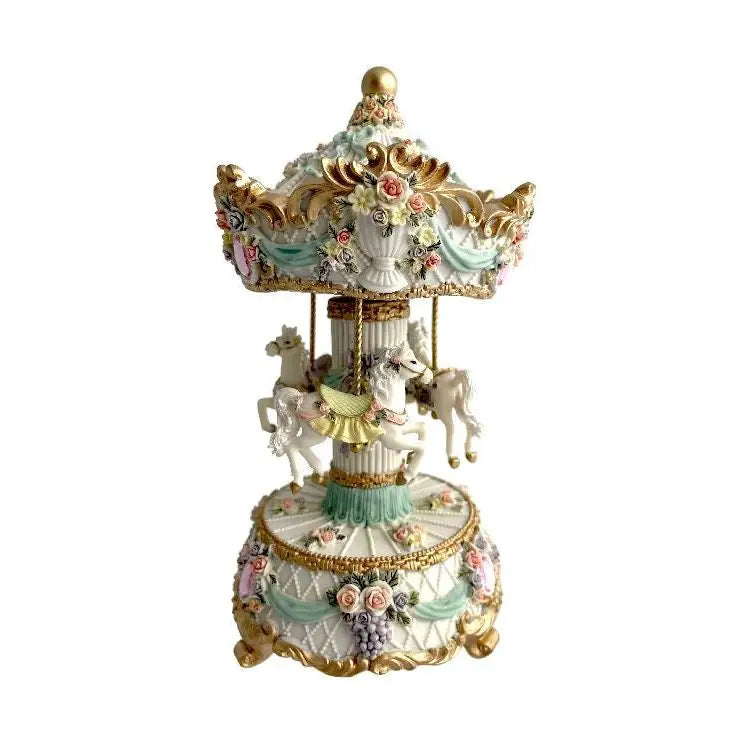 Musical Carousel - White & Floral with Hoses. SEASPRAY