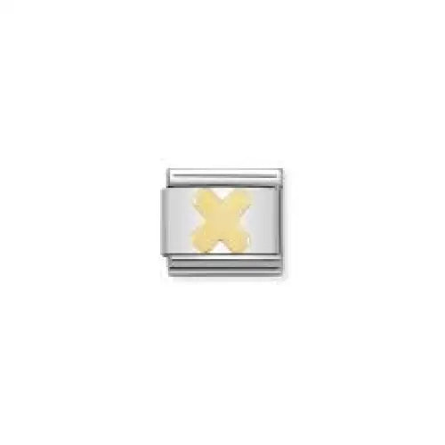 Nomination Classic Composable Letter 'X' Charm Stainless Steel/18k Yellow Gold 