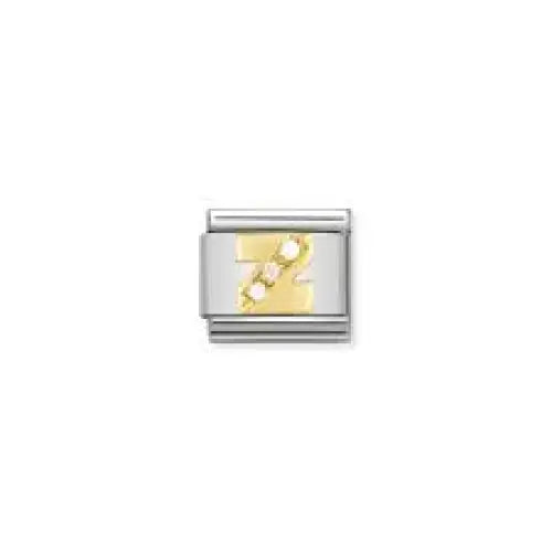 Nomination Classic Composable Letter 'Z' Charm Stainless Steel/18k Yellow Gold and Cubic Zirconia