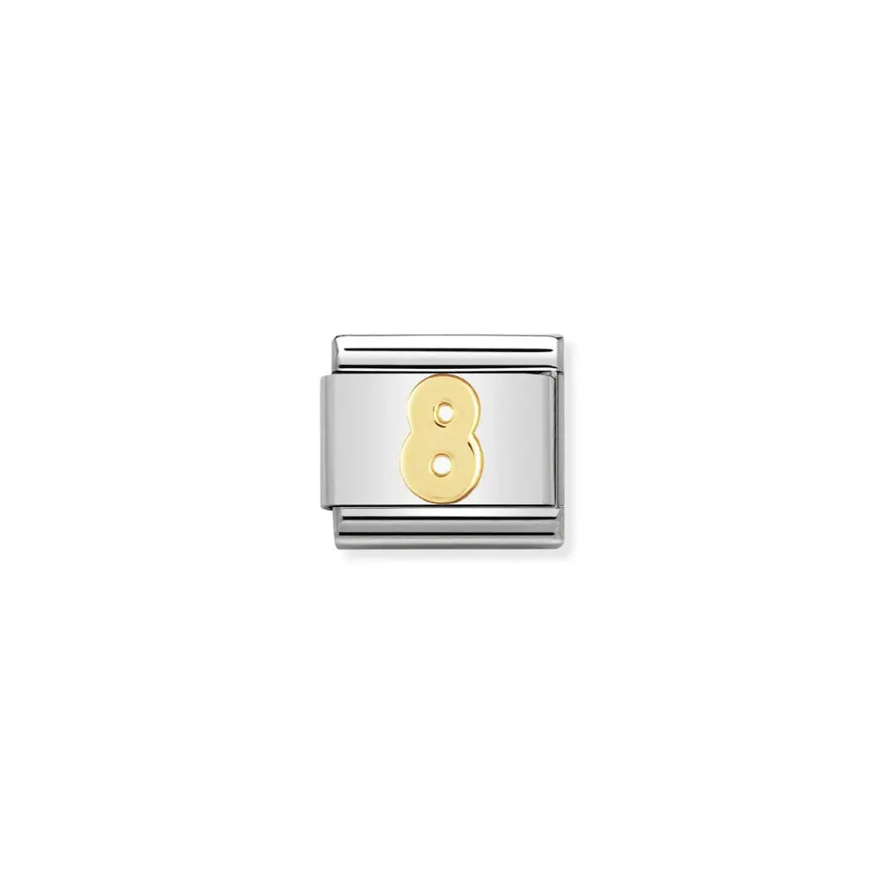 Nomination Classic Composable Number 8 Charm Stainless Steel/18k Yellow Gold 