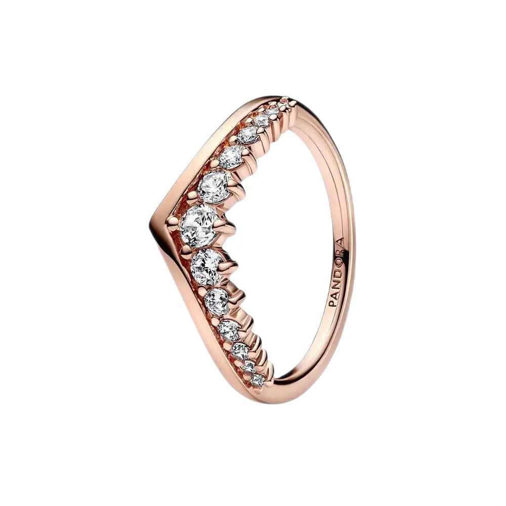 Pandora 14 Carat Rose Gold Plated Ring with Clear Cubic