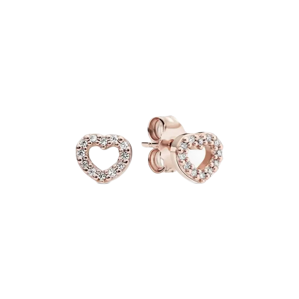 Pandora Rose Gold Plated Open Heart Stud Earrings