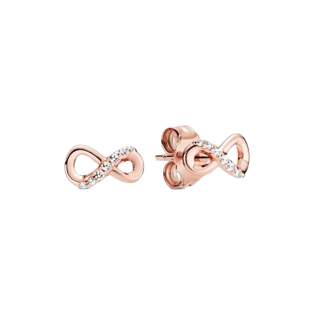 Pandora Rose Gold Plated Sparkling Infinity Stud Earrings